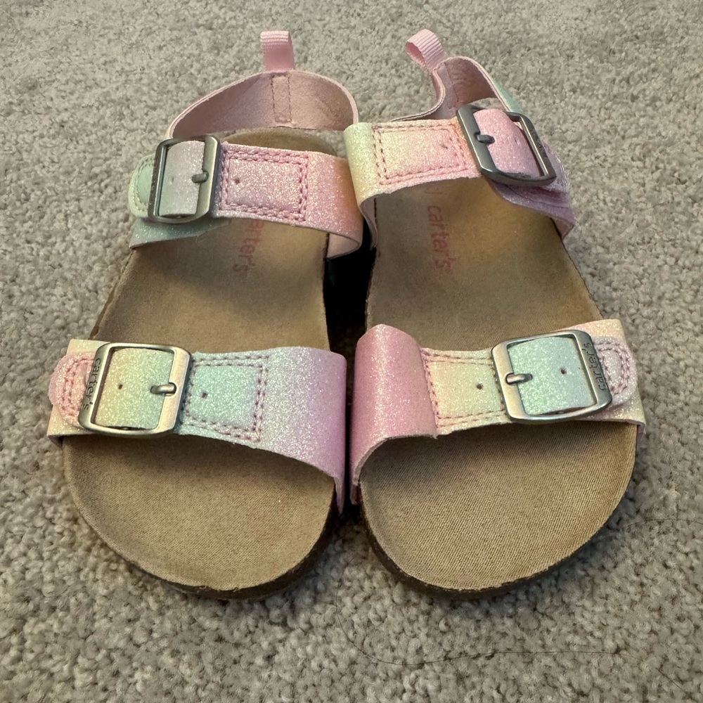 NWOT Carter’s Cork Strap Sandals, Rainbow, 11